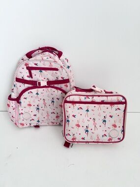 Toddler Girls Ballet Print Backpack and Lunchbox Set